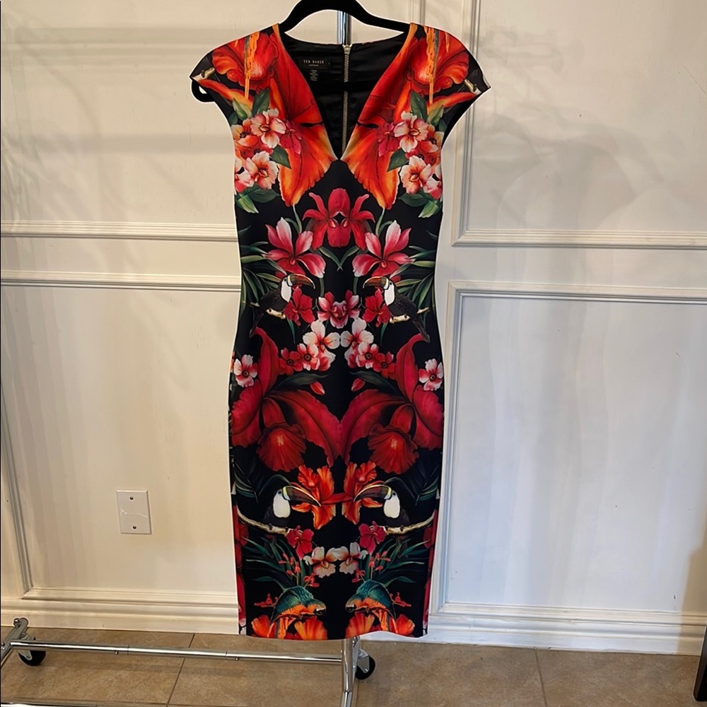 Floral V-Neck Dress - Multicolor